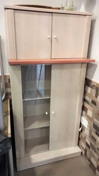 Armario 2 cuerpos cristal y madera