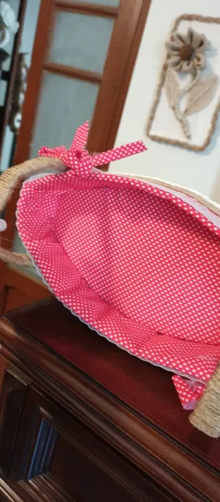 Cesta Rectangular Roja Lunares Blancos