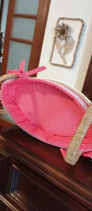 Cesta Rectangular Roja Lunares Blancos