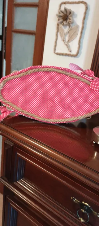 Cesta Rectangular Roja Lunares Blancos