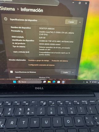 Ordenador Portátil Dell i7 Táctil