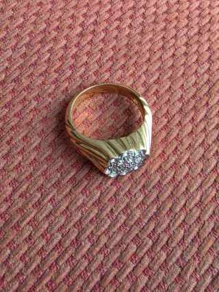 Anillo vintage oro 18k diamantes flor