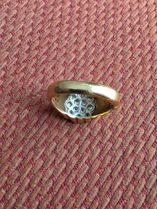 Anillo vintage oro 18k diamantes flor