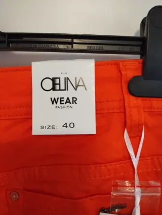 Pantalón pitillo elástico naranja nuevo