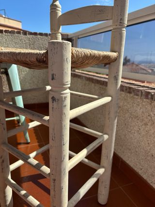 Taburete alto madera asiento rafia