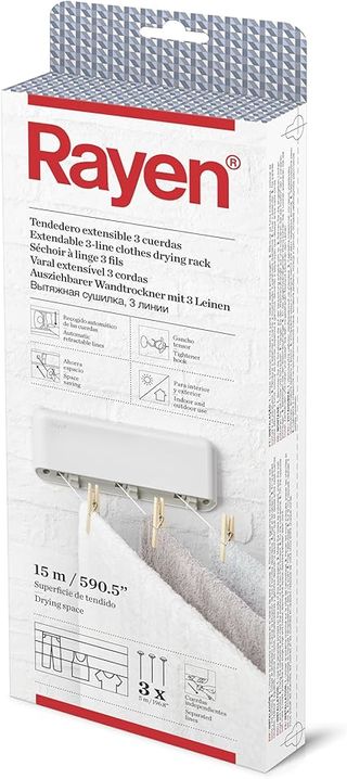 Rayen | Tendedero ABS extensible | 3 Cuerdas Independientes | Recogido Automático de las cuerdas | Tendedero para interior y ext