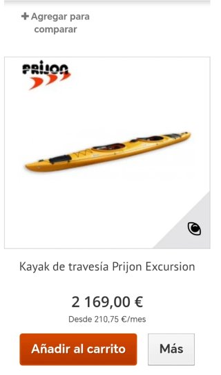 Kayak de Travesia- Mar PRIJON EXCURSIÓN Dos plazas