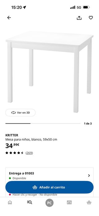 Mesa infantil IKEA KRITTER blanca