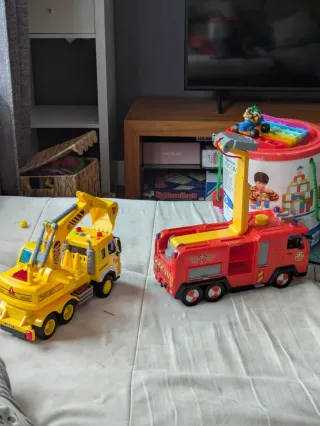 Camión Bomberos y Excavadora Juguete