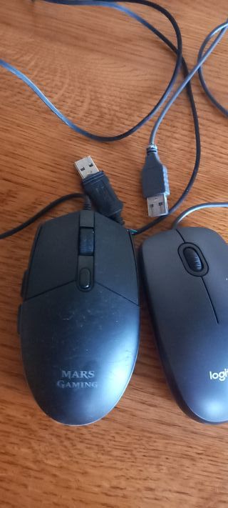 2 Ratones Logitech y Mars Gaming Negros