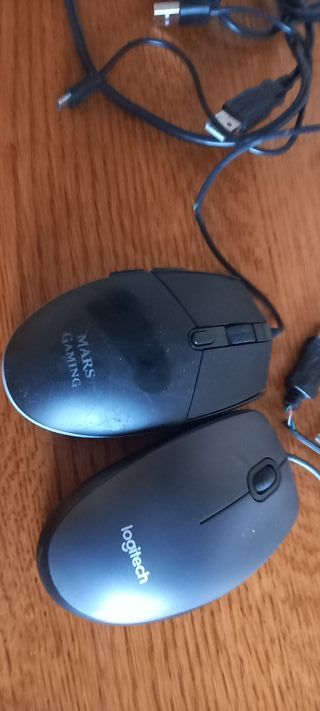2 Ratones Logitech y Mars Gaming Negros