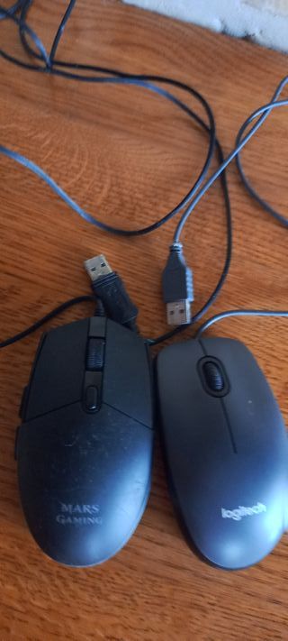 2 Ratones Logitech y Mars Gaming Negros