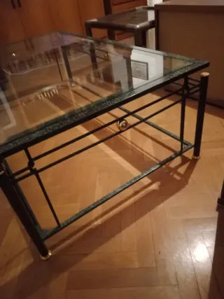 Mesa de centro cristal y metal