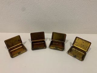 Set 4 scatole di latta Clorato di Potassa vintage