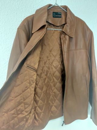 Chaqueta de cuero 100 % marrón Talla 50