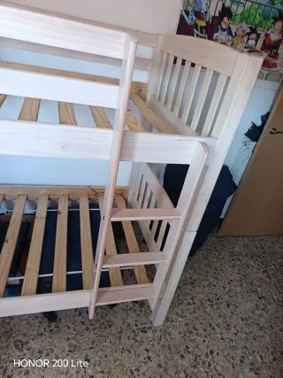 Estructura Cama Madera Natural literas sin colchón