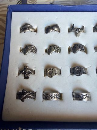 Caja expositora con 24 Anillos Plateados