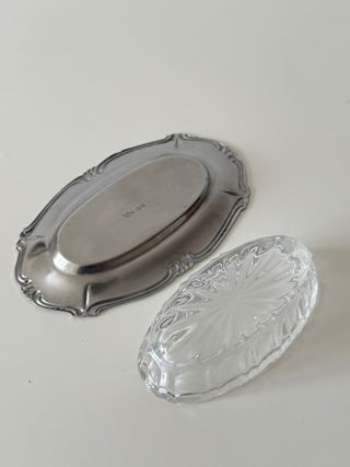 Saliera Vintage Vetro e Metallo