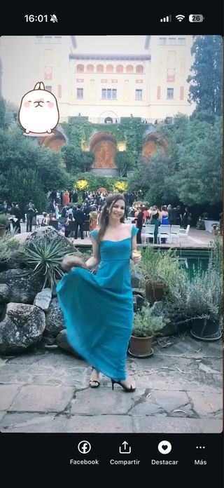 Vestido de fiesta o invitada color verde azulado