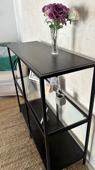 Scaffale in Metallo Nero con Vetro