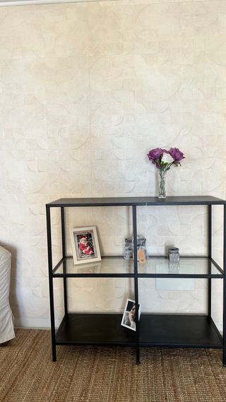 Scaffale in Metallo Nero con Vetro