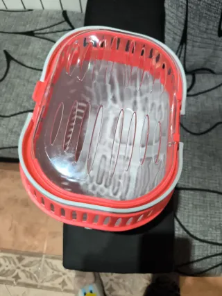 Transportín para mascotas naranja y transparente