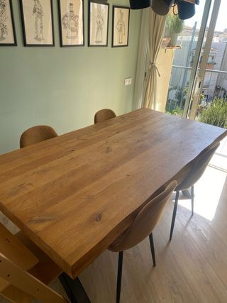 Mesa Madera Maciza Estilo Nórdico-Industrial