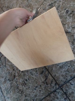 Mesita colgante camper madera y metal