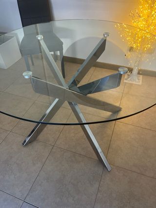 Tavolo rotondo in vetro e metallo per soggiorno Dimensioni 120