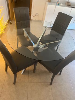 Tavolo rotondo in vetro e metallo per soggiorno Dimensioni 120