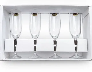 Set 4 Calici di Champagne in Cristallo di Boemia