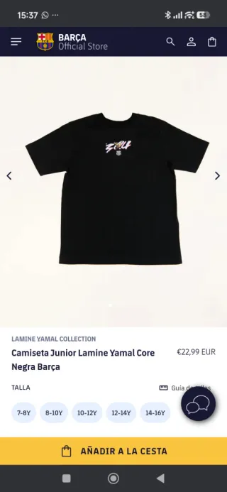 Camiseta Junior Lamine Yamal Core Negra Barça