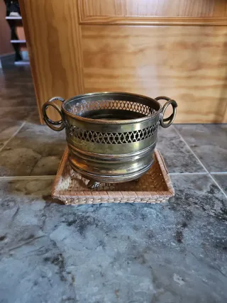Cubeta latón vintage asas