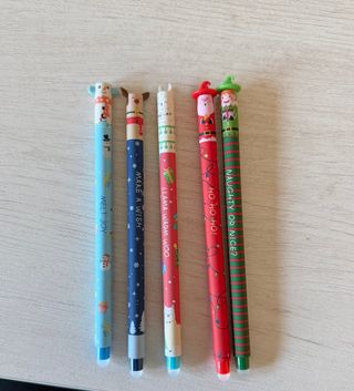 Bolígrafos Navidad Borrables (5 unidades)