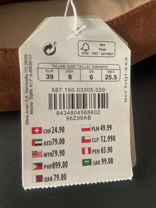 Manoletinas Sfera Talla 39 Marrón