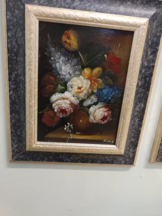 Coppia dipinti natura morta fiori tutto trattabile