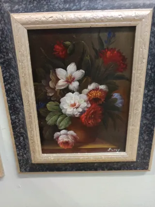 Coppia dipinti natura morta fiori tutto trattabile