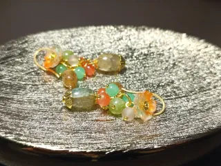 Orecchini Giada e Turmanino Fiori Murano