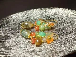 Orecchini Giada e Turmanino Fiori Murano