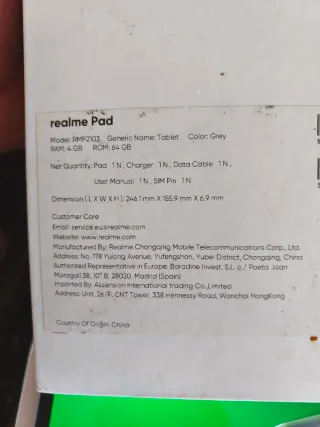 Tablet realme Pad Gris Multicolor