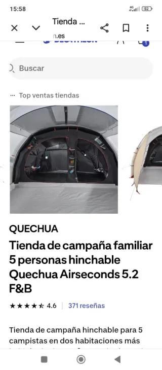 Tienda campaña hinchable Quechua 5 personas