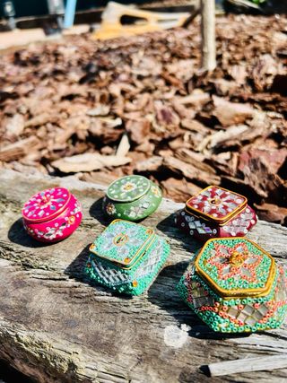 Lote 5 cajitas cerámica India vintage