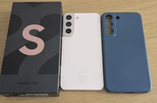 Samsung S22 Rosa + Funda Azul