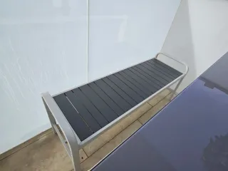 Mesa terraza cristal templado + 2 sillas + banco