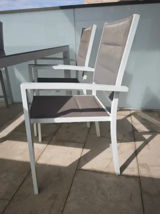 Mesa terraza cristal templado + 2 sillas + banco