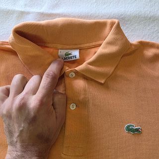 Polo Lacoste Naranja Talla L Logo Cocodrilo
