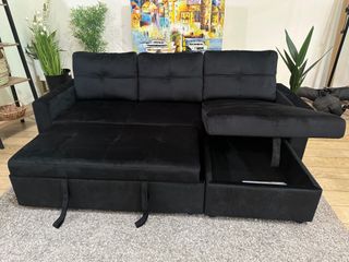 Sofá Cama Negro Terciopelo