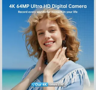 Fotocamera Digitale 4K 64MP WiFi – Autofocus, New