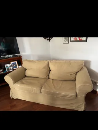 Sofá de tela beige 2 plazas