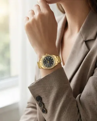 Reloj Skyline Dorado con Cristales